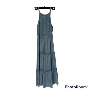 Sim & Sam Chambray Tiered Sleeveless Midi Dress. Size S